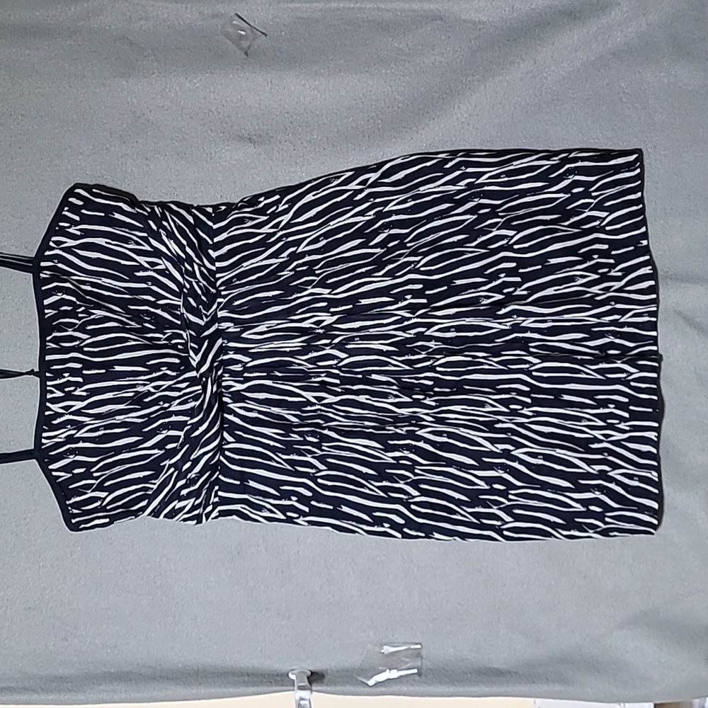LOFT Women's Elegant Blue and White Strappy Lined Dress -‎ Size 12 NEW WITH TAGS